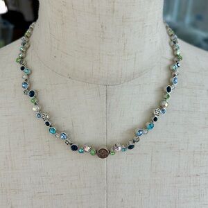 Lia Sophia Blue, Teal & Green Crystal Station Necklace